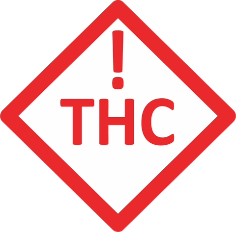 Colorado THC warning symbol shown at the minimum size the rules require